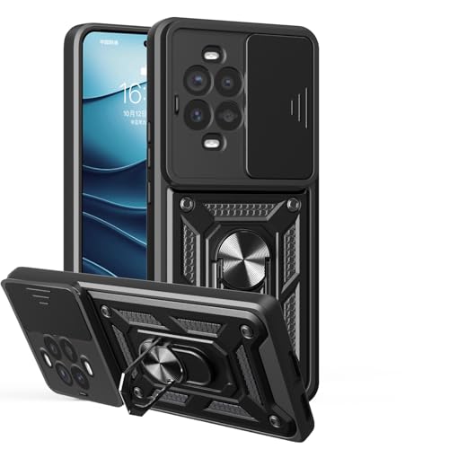 Schutzhülle für Huawei Nova 13 Pro, strapazierfähig, mit Ständer, stoßfest, Kamera-Gleitschutz, magnetische Autohalterung, Ringhalterung, Stoßstange, für Huawei Nova 13 Pro (Schwarz) von BIOPLJ