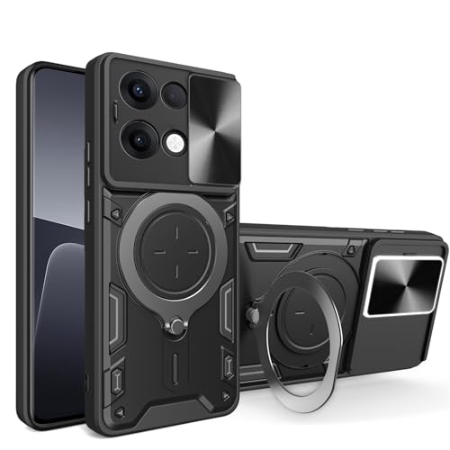 Schutzhülle für OPPO Reno 13 5G, strapazierfähig, mit Ständer, stoßfest, Kamera-Gleitschutz, magnetische Autohalterung, Ringhalterung, Stoßstange, für OPPO Reno 13 Pro 5G (Schwarz, Reno 13) von BIOPLJ