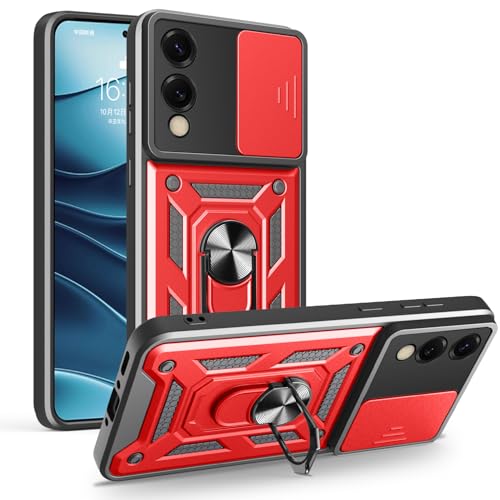 Schutzhülle für Samsung Galaxy S25 Edge 5G, strapazierfähig, mit Ständer, stoßfest, Kamera-Gleitschutz, magnetische Autohalterung, Ringhalterung, Stoßstange, für Samsung Galaxy S25 Edge, Rot Schutzhülle für Samsung Galaxy S25 Edge 5G, strapazierfähig, mit Ständer, stoßfest, Kamera-Gleitschutz, magnetische Autohalterung, Ringhalterung, Stoßstange, für Samsung Galaxy S25 Edge, Rot von BIOPLJ