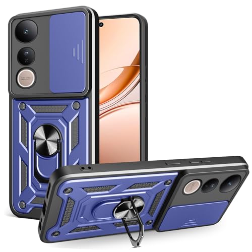 Schutzhülle für Vivo V50 Lite, strapazierfähig, mit Ständer, stoßfest, Kamera-Gleitschutz, magnetische Autohalterung, Ringhalterung, Stoßstange, für Vivo V50 Lite, Blau von BIOPLJ
