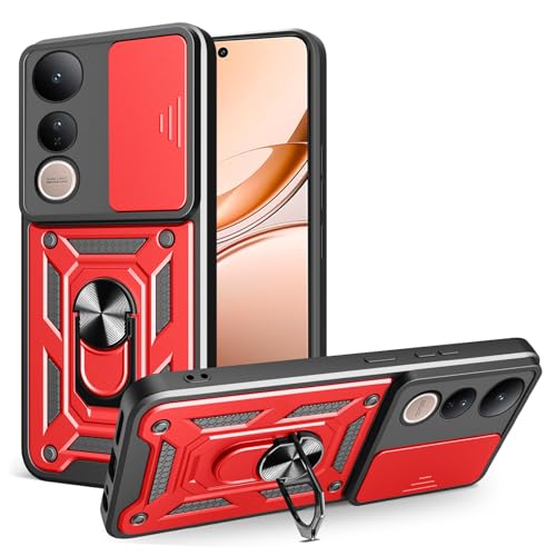 Schutzhülle für Vivo V50 Lite, strapazierfähig, mit Ständer, stoßfest, Kamera-Gleitschutz, magnetische Autohalterung, Ringhalterung, Stoßstange, für Vivo V50 Lite, Rot Schutzhülle für Vivo V50 Lite, strapazierfähig, mit Ständer, stoßfest, Kamera-Gleitschutz, magnetische Autohalterung, Ringhalterung, Stoßstange, für Vivo V50 Lite, Rot von BIOPLJ