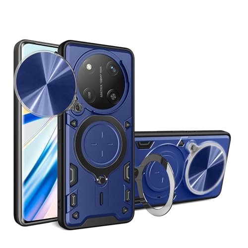 Tasche für Honor Magic 7 Lite Tasche Robuste Tasche mit Ständer Stoßfest Panzer Gleitkamera Schutz Magnetische Autohalterung Ring Stoßstange für Honor X9C (Blau) von BIOPLJ