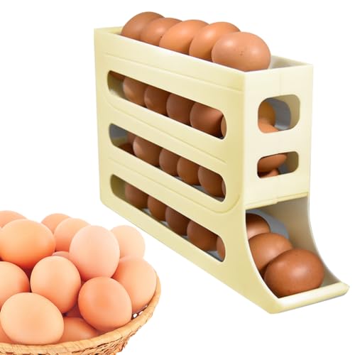 BIOSA Eierhalter for Kühlschrank, 4 Tier Eier Aufbewahrung Kühlschrank, Eierhalter for 30 Eier, Eierbehälter for Kühlschrank, Automatisches Rollen Aufbewahrung, Eierhalter, Eier Organizer von BIOSA
