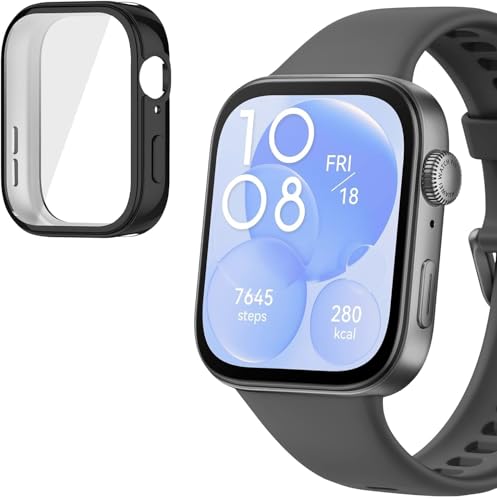 BIRDTOBR Hülle Kompatibel mit Huawei Watch Fit 3 Schutzhülle, Hard PC Ultradünne Cover 360 Grad Rundum Stoßfeste Schutz Case mit HD Displayschutz für Huawei Watch Fit 3 von BIRDTOBR