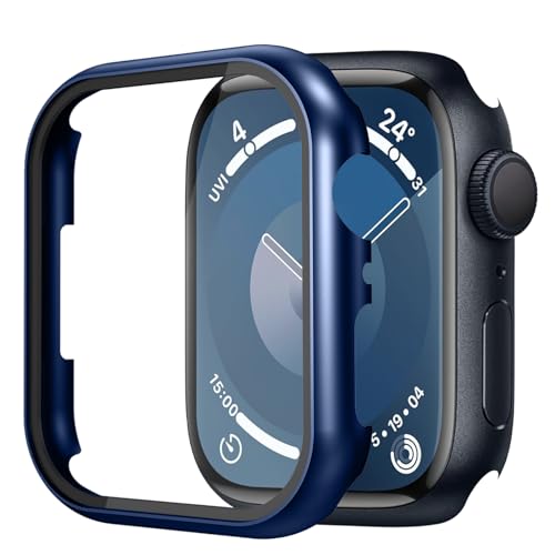 BIRDTOBR Hülle mit Glas Displayschutz Kompatibel mit Apple Watch Series 9 45mm/ Series 8 45mm/ Series 7 45mm, Hoch Empfindlichkeit Hard PC Voller Schutz Schutzhülle für iWatch Series 9/8/ 7 45mm von BIRDTOBR