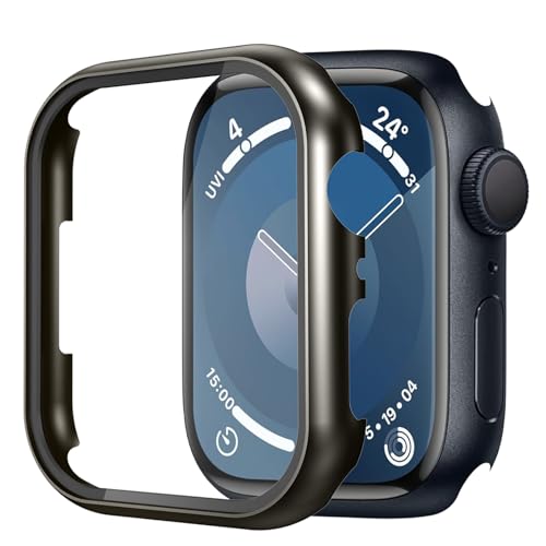 BIRDTOBR Hülle mit Glas Displayschutz Kompatibel mit Apple Watch Series 9 8 7 45mm, Hoch Empfindlichkeit Hard PC Voller Schutz Schutzhülle für iWatch Series 9 8 7 45mm von BIRDTOBR