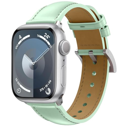 BIRDTOBR Leder Armband Kompatibel mit Apple Watch Armband 41mm 40mm 38mm, Lederband für Damen Männer, Weiches Atmungsaktives Ersatzarmband Kompatibel mit iWatch Series SE 9 8 7 6 5 4 3 2 1 von BIRDTOBR