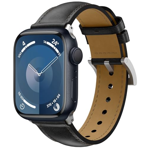 BIRDTOBR Leder Armband Kompatibel mit Apple Watch Armband 41mm 40mm 38mm, Lederband für Damen Männer, Weiches Atmungsaktives Ersatzarmband Kompatibel mit iWatch Series SE 9 8 7 6 5 4 3 2 1 von BIRDTOBR