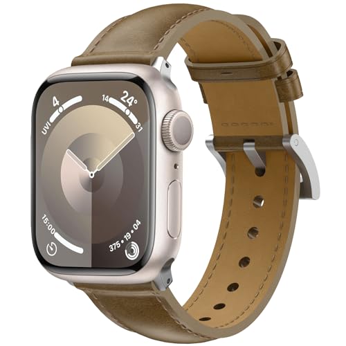 BIRDTOBR Leder Armband Kompatibel mit Apple Watch Armband 41mm 40mm 38mm, Lederband für Damen Männer, Weiches Atmungsaktives Ersatzarmband Kompatibel mit iWatch Series SE 9 8 7 6 5 4 3 2 1 von BIRDTOBR