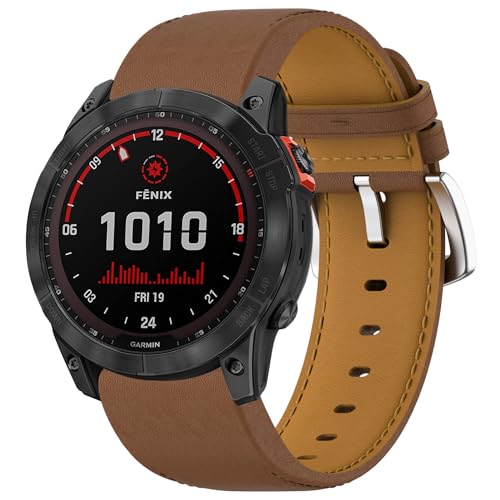 BIRDTOBR Leder Armband für Fenix 7X/ 6X/ 5X, 26mm Quick-Fit Weiches Ersatzarmband mit Edelstahl-Verschluss für Fenix 6X Pro/Fenix 5X Plus/Fenix 3/ Fenix 3 HR von BIRDTOBR