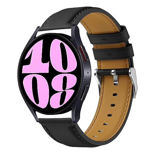 BIRDTOBR Leder Armband für Galaxy Watch6/ 5/4 40mm 44mm, 20mm Weiches Ersatzarmband mit Edelstahl-Verschluss für Galaxy Watch6 Classic 43mm 47mm, Galaxy Watch 3 41mm, Galaxy Watch Active 2 von BIRDTOBR