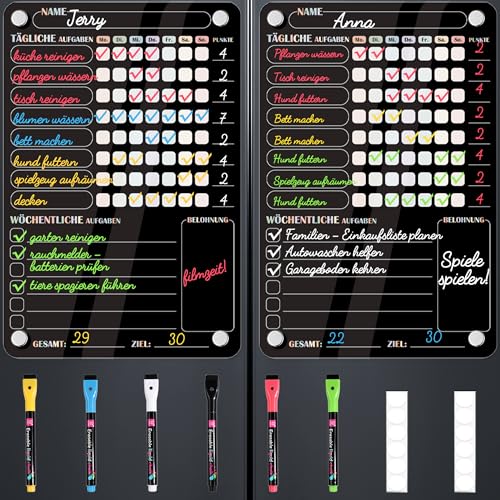 BIROYAL 2er Aufgabenplaner Kinder mit 6 Stifte, 20x30cm Magnetisch Wochenplaner Kinder Abwischbar, Aufgabentafel Kid, Belohnungstafel Mädchen Jungen ab 6, Tagesablauf, To Do List Board für Kühlschrank BIROYAL 2er Aufgabenplaner Kinder mit 6 Stifte, 20x30cm Magnetisch Wochenplaner Kinder Abwischbar, Aufgabentafel Kid, Belohnungstafel Mädchen Jungen ab 6, Tagesablauf, To Do List Board für Kühlschrank von BIROYAL