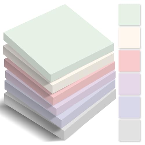 BIROYAL Haftnotizen Klebezettel 420 Blätter, 6 Blöcke Sticky Notes Pastell, 76 mm x 76 mm Klebezettel bunt, Haftnotizen lustig, Notizzettel Klebend zum Markieren & Hervorheben von BIROYAL