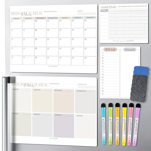 BIROYAL Magnetischer Wochenplaner 4 Stk, Haushaltsplan Magnetisch inkl. Wochenplaner Monatsplaner To-do Tafel Habit Tracker, Wochenplaner Abwischbar (Colourful) von BIROYAL
