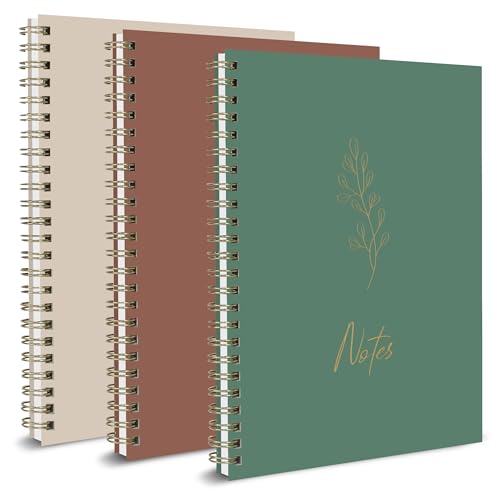 BIROYAL 3 STK Notizbuch, Bullet Journal, Notebooks, A5 Spirale Notizblock, ​Plastik-Umschlag Leerseite (100 Seiten) Notizheft Skizzenblock, Classic Tagebuch Schreibblock Zeichenblock von BIROYAL