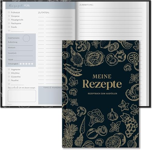 BIROYAL Rezeptbuch Zum Selberschreiben A5 - Kochbuch Selbst Schreiben, 224 Seiten, DIY 100 Lieblingsrezepte, Backbuch | Meine Rezepte | Hardcover, Tibetisches Blau mit Goldprägung BIROYAL Rezeptbuch Zum Selberschreiben A5 - Kochbuch Selbst Schreiben, 224 Seiten, DIY 100 Lieblingsrezepte, Backbuch | Meine Rezepte | Hardcover, Tibetisches Blau mit Goldprägung von BIROYAL