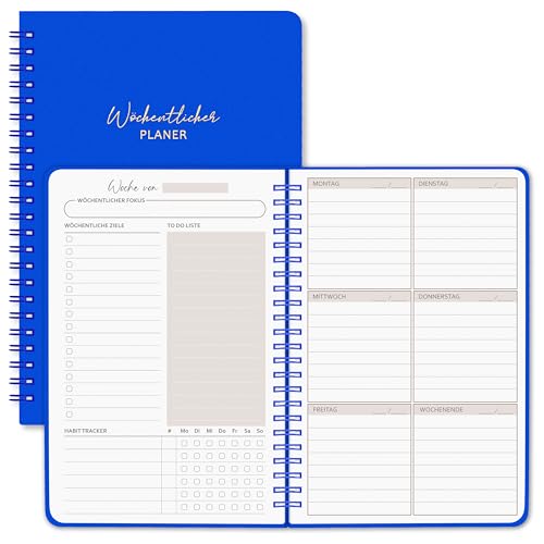 BIROYAL Undatierter Wochenplaner | Terminplaner A5 | wöchentlicher Terminkalender mit To-Do-Liste, großem Notizfeld | 52 Blatt Terminplaner auf Deutsch Ringbuch mit Hardcover | Planer Marineblau BIROYAL Undatierter Wochenplaner | Terminplaner A5 | wöchentlicher Terminkalender mit To-Do-Liste, großem Notizfeld | 52 Blatt Terminplaner auf Deutsch Ringbuch mit Hardcover | Planer Marineblau von BIROYAL
