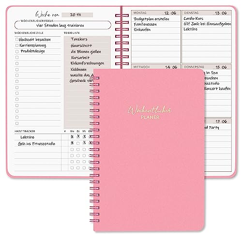 BIROYAL Undatierter Wochenplaner | Terminplaner A5 | wöchentlicher Terminkalender mit To-Do-Liste, großem Notizfeld | 52 Blatt Terminplaner auf Deutsch Ringbuch mit Hardcover | Planer Rosa BIROYAL Undatierter Wochenplaner | Terminplaner A5 | wöchentlicher Terminkalender mit To-Do-Liste, großem Notizfeld | 52 Blatt Terminplaner auf Deutsch Ringbuch mit Hardcover | Planer Rosa von BIROYAL