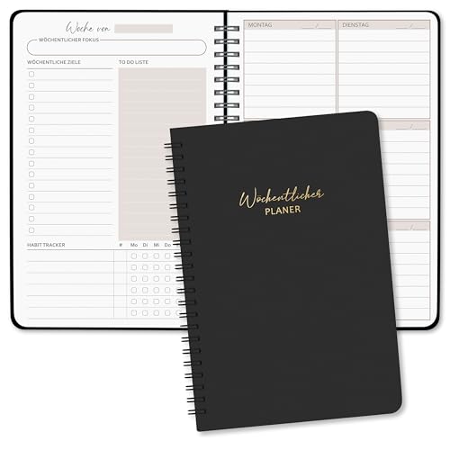 BIROYAL Undatierter Wochenplaner | Terminplaner A5 | wöchentlicher Terminkalender mit To-Do-Liste, großem Notizfeld | 52 Blatt Terminplaner auf Deutsch Ringbuch mit Hardcover | Planer Schwarz BIROYAL Undatierter Wochenplaner | Terminplaner A5 | wöchentlicher Terminkalender mit To-Do-Liste, großem Notizfeld | 52 Blatt Terminplaner auf Deutsch Ringbuch mit Hardcover | Planer Schwarz von BIROYAL