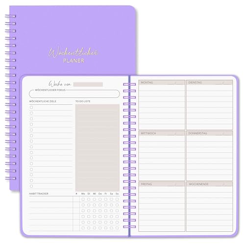 BIROYAL Undatierter Wochenplaner | Terminplaner A5 | wöchentlicher Terminkalender mit To-Do-Liste, großem Notizfeld | 52 Blatt Terminplaner auf Deutsch Ringbuch mit Hardcover | Planer violett BIROYAL Undatierter Wochenplaner | Terminplaner A5 | wöchentlicher Terminkalender mit To-Do-Liste, großem Notizfeld | 52 Blatt Terminplaner auf Deutsch Ringbuch mit Hardcover | Planer violett von BIROYAL