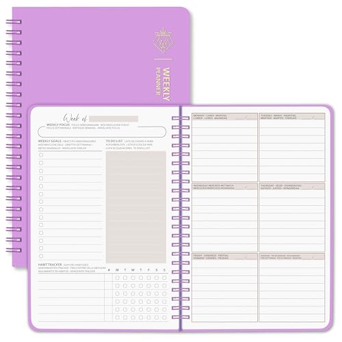 BIROYAL Undated Weekly Planner A5 Weekly Diary with To-Do List, Large Note Field, 52 Sheets Diary in German Ring Binder with Hard Cover, Pink BIROYAL Undated Weekly Planner A5 Weekly Diary with To-Do List, Large Note Field, 52 Sheets Diary in German Ring Binder with Hard Cover, Pink von BIROYAL