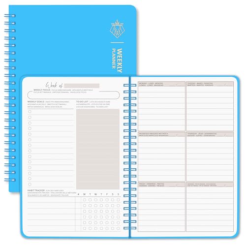 BIROYAL Undatierter Wochenplaner | Terminplaner A5 | wöchentlicher Terminkalender mit To-Do-Liste, großem Notizfeld | 52 Blatt Terminplaner auf Deutsch Ringbuch mit Hardcover von BIROYAL