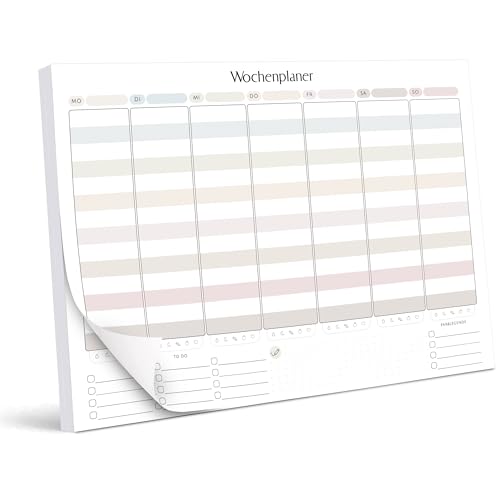 BIROYAL Wochenplaner Block Undatiert A4 (50 Seiten) - Weekly Planner mit To Do Liste - Wochenkalender - Wochen Planer mit Wochenübersicht & Einkaufsliste - Schreibtischunterlage Papier für Aufgaben von BIROYAL