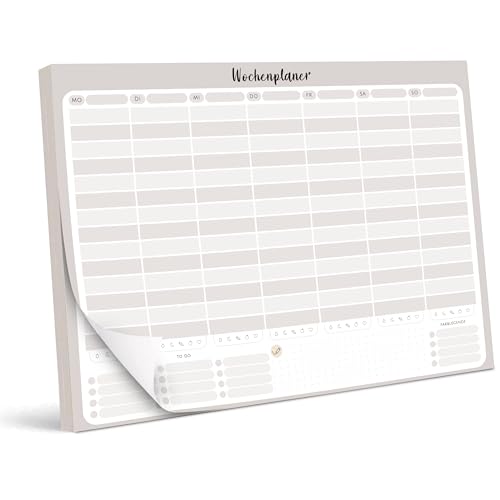 BIROYAL Wochenplaner Block Undatiert A4 (50 Seiten) - Weekly Planner mit To Do Liste - Wochenkalender - Wochen Planer mit Wochenübersicht & Einkaufsliste - Schreibtischunterlage Papier für Aufgaben von BIROYAL
