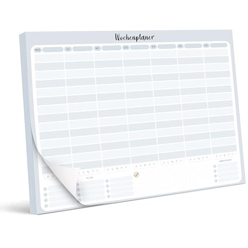 BIROYAL Wochenplaner Block Undatiert A4 (50 Seiten) - Weekly Planner mit To Do Liste - Wochenkalender - Wochen Planer mit Wochenübersicht & Einkaufsliste - Schreibtischunterlage Papier für Aufgaben von BIROYAL