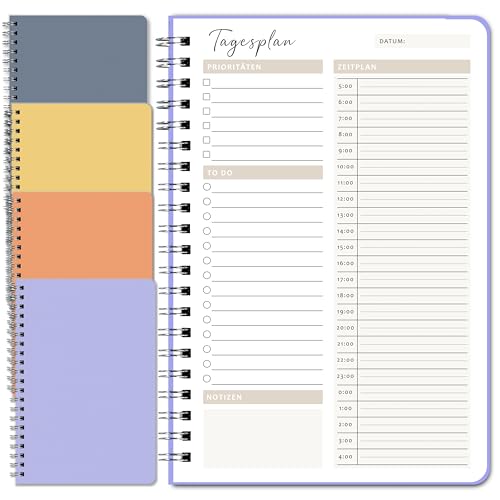 BIROYAL Zeitmanagement Handbuch, 4 Stück Tagesplaner, 100 Seiten Terminplaner, 14x21cm To Do Liste, Daily Planner Spiralblock, Notizblöcke Terminplaner Notizbuch für Reise Schule Organizer BIROYAL Zeitmanagement Handbuch, 4 Stück Tagesplaner, 100 Seiten Terminplaner, 14x21cm To Do Liste, Daily Planner Spiralblock, Notizblöcke Terminplaner Notizbuch für Reise Schule Organizer von BIROYAL