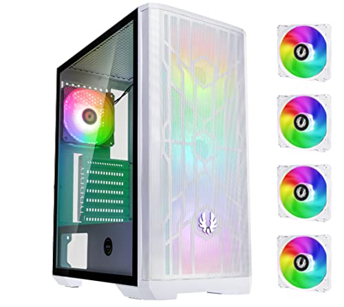 BitFenix Nova Mesh SE TG PC-Gehäuse, Gaming PC-Tower, 4 Installierte ARGB-Lüfter, ARGB-Controller, Mesh-Front, Gehärtetes Glas, Exzellentes Kabelmanagement, Weiß von BITFENIX