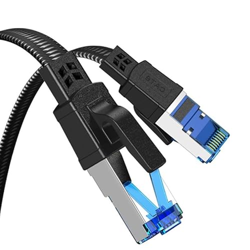 BITHAI Ethernet Kabel, Cat 8 40Gbps 2000MHz Hochgeschwindigkeits Netzwerkkabel, Flach RJ45 Gigabit Patchkabel, Kurz Nylongeflecht Internet LAN Kabel für Cat9/Cat8/Cat7/Cat6/Cat5e von BITHAI