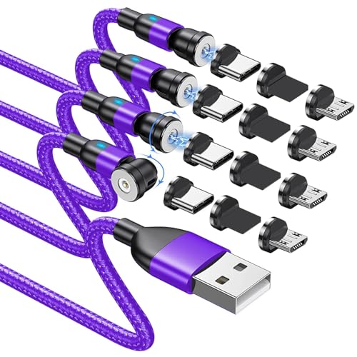 BITHAI Magnetisches Ladekabel – 360 Grad drehbares Handy-Ladegerät, magnetische Anschlüsse, kompatibel mit den meisten Geräten, geflochtenes Nylonkabel, 3-in-1-Ladegerät, Micro-Typ-C-USB (0,5 m x 4 BITHAI Magnetisches Ladekabel – 360 Grad drehbares Handy-Ladegerät, magnetische Anschlüsse, kompatibel mit den meisten Geräten, geflochtenes Nylonkabel, 3-in-1-Ladegerät, Micro-Typ-C-USB (0,5 m x 4 von BITHAI