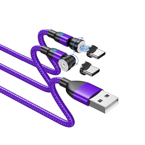 BITHAI Magnetisches USB-C-Ladekabel (2 Stück, 0,5 m/0,5 m), 360 ° & 180 ° drehbar, magnetisches Ladekabel/magnetisches Handy-Ladegerät/Magnet-Ladekabel (0,5 m/0,5 m) von BITHAI