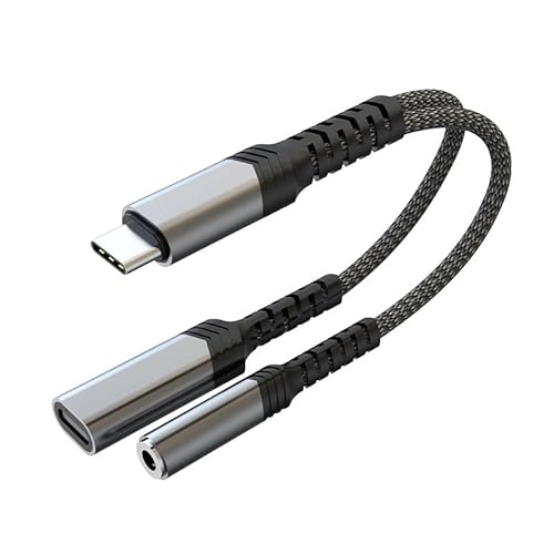 BITHAI USB C zu 3,5mm Klinke Adapter mit Schnellladung PD 60W und Hochauflösender Audio, 2 in 1 USB C zu AUX, für iPhone 15 von BITHAI