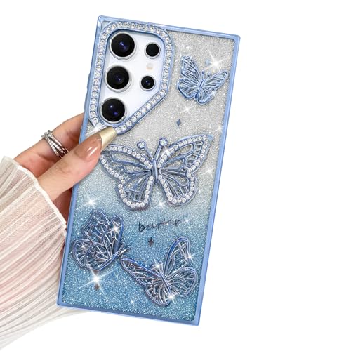 BITOBE Entworfen für Samsung Galaxy S24 Ultra, niedliche 3D-Schmetterlinge, schlanke Beschichtung, Glitzer, Bling Luxus-Strass-Abdeckung für Frauen und Mädchen, schützender Kameraschutz, Stoßstange BITOBE Entworfen für Samsung Galaxy S24 Ultra, niedliche 3D-Schmetterlinge, schlanke Beschichtung, Glitzer, Bling Luxus-Strass-Abdeckung für Frauen und Mädchen, schützender Kameraschutz, Stoßstange von BITOBE