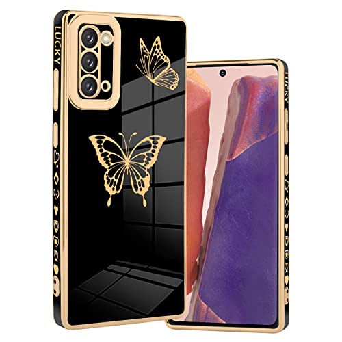 BITOBE Entworfen für Samsung Note 20 5G Hülle Schmetterlinge Design für Frauen Mädchen, niedliche Luxus-Beschichtung, Vollkameraobjektiv-Schutzhülle für Galaxy Note 20 5G – Schwarz von BITOBE
