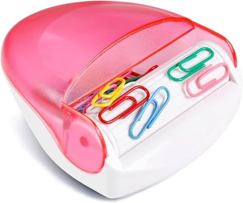 BITOSEE Magnetischer Büroklammer-Halter für Schreibtisch, Büro-Organizer mit 100 goldfarbenen Büroklammern (28 mm), Rosa von BITOSEE