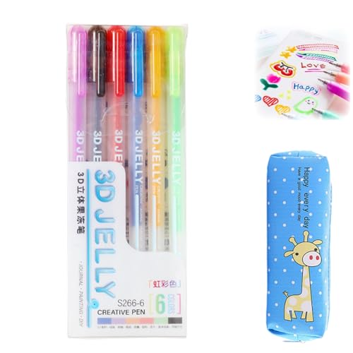 Shanos 3D Jelly Pens, Shanos 3D Jelly Pen Set Candy Color Gelstift, Glänzende Jelly Pens, 6 Farben/12 Farben 3D Glossy Jelly Pens Für DIY Malerei, Zeichnung, Färben (6 Colors) von BIUBIULOVE
