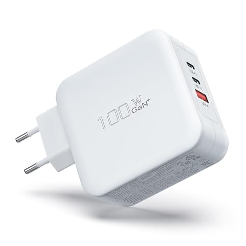 USB C Ladegerät, 100W Netzteil 3-Port GaN PD Charger mit PPS Schnellladegerät kompatibel mit MacBook Pro, MacBook Air, iPad Pro, iPhone 14/14 Pro/14 Pro Max/13/12, iPad Pro, S22, S21 und mehr von BIUBOTY