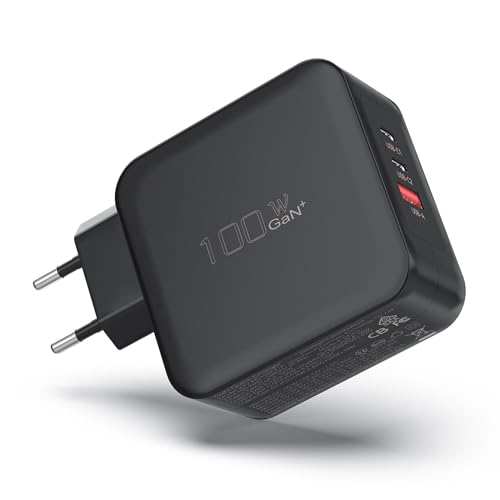 USB C Ladegerät 100W, 3 Ports Laptop Netzteil GaN Tech ladegerät PD PPS Fast Charger Schnellladegerät, Ladeadapter für MacBook Pro/Air, iPhone 15/14/13/12, iPad Pro, Samsung S24/23 Ultra von BIUBOTY