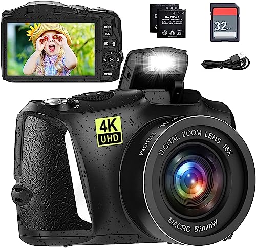 Digitalkamera Full HD 4K Videokamera 48MP Kompaktkamera 16x Digitalzoom und 3,2 Zoll Bildschirm Vlogging Kamera für Fotografie Anfänger (inklusive 32G SD Karte & 2 Batterien) von BIVLIO
