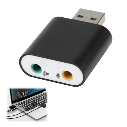 Externe USB Soundkarte, USB Kopfhörer Adapter, Klinke auf USB, Soundkarte, Audioadapter mit 3,5mm Klinkenanschluss für Laptops und Desktop Computer, Plug Play von BIVOFU