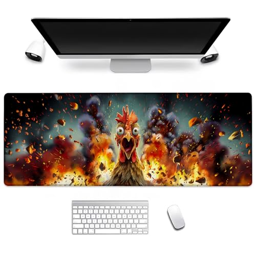 BIWOTU Gaming-Mauspad mit Hahn, Computer-Tastatur, Desktop-Mauspads für Zuhause, Arbeit, Schreibtischdekoration, großer Büro-Laptop, rutschfeste Gummiunterseite, 4 x Schreibtischunterlage, 80 x 29 cm von BIWOTU