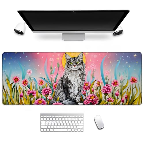 BIWOTU Gaming-Mauspad mit Katze, Computer-Tastatur, Desktop-Mauspads für Zuhause, Arbeit, Schreibtischdekoration, großer Büro-Laptop, rutschfeste Gummiunterseite, 45 cm, Schreibtischunterlage 80 x 29 BIWOTU Gaming-Mauspad mit Katze, Computer-Tastatur, Desktop-Mauspads für Zuhause, Arbeit, Schreibtischdekoration, großer Büro-Laptop, rutschfeste Gummiunterseite, 45 cm, Schreibtischunterlage 80 x 29 von BIWOTU