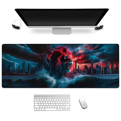 BIWOTU Lion Gaming-Mauspad, Computer-Tastatur, Desktop-Mauspads für Zuhause, Arbeit, Schreibtischdekoration, großes Büro, Laptop, rutschfeste Gummiunterseite, 50 cm, Schreibtischunterlage 80 x 29 cm BIWOTU Lion Gaming-Mauspad, Computer-Tastatur, Desktop-Mauspads für Zuhause, Arbeit, Schreibtischdekoration, großes Büro, Laptop, rutschfeste Gummiunterseite, 50 cm, Schreibtischunterlage 80 x 29 cm von BIWOTU