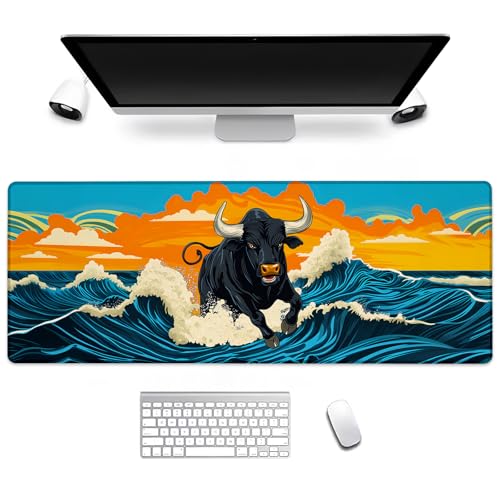 BIWOTU Rinder-Gaming-Mauspad, Computer-Tastatur, Desktop-Mauspads für Zuhause, Arbeit, Schreibtischdekoration, großer Büro-Laptop, rutschfeste Gummiunterseite, 46 cm, Schreibtischunterlage 80 x 29 cm von BIWOTU