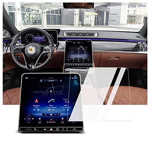 BIXUAN W223 Schutzfolie für 2021 2022 2023 2024 Kompatibel mit Mercedes BenZ S-Klasse MK7 W223 12,8 Zoll Film Displayschutzfolie Transparent 9H Gehärtetes Glas Schutz Anti Fingerabdruck GPS Navi Folie von BIXUAN