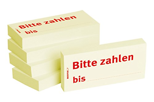 BIZSTIX® Business Haftnotizen"Bitte zahlen bis" - 1 Packung mit 5 Haftnotizblöcken zu je 100 Blatt, 75 x 35 mm von BIZSTIX