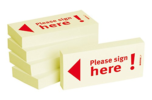 BIZSTIX® Business Haftnotizen"Please sign here!" - 1 Packung mit 5 Haftnotizblöcken zu je 100 Blatt, 75 x 35 mm von BIZSTIX